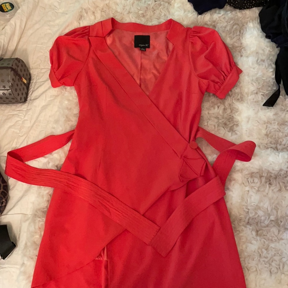 Red/orange wrap dress
